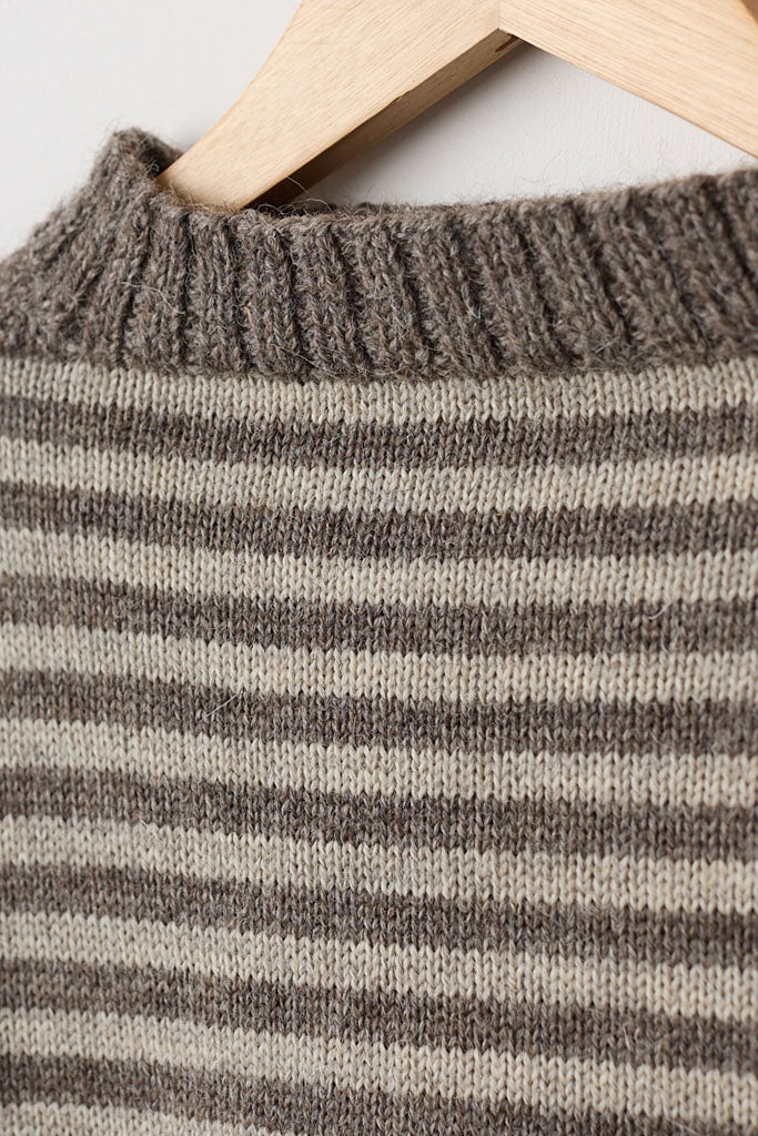 Natural Grey Striped Traditional Guernsey Jumper