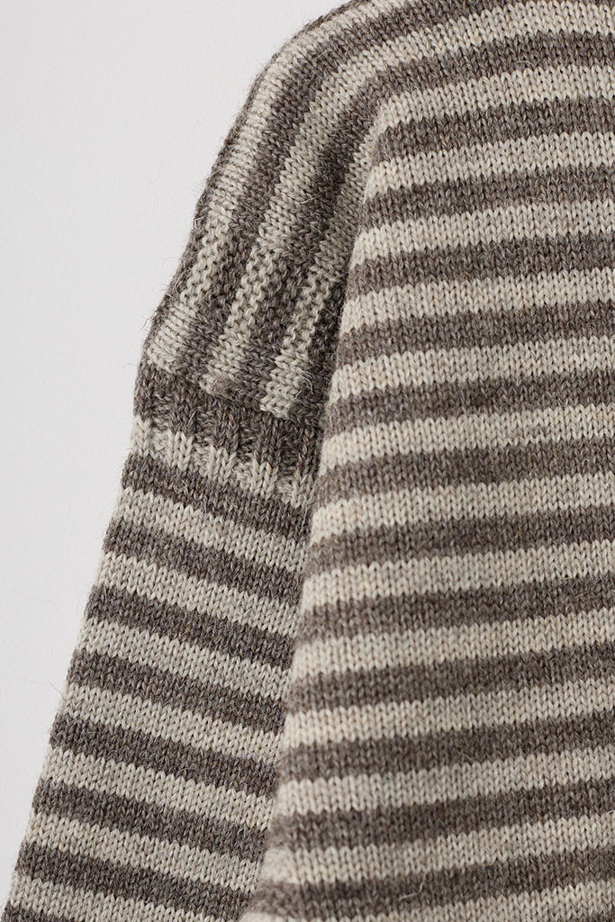 Natural Grey Striped Traditional Guernsey Jumper