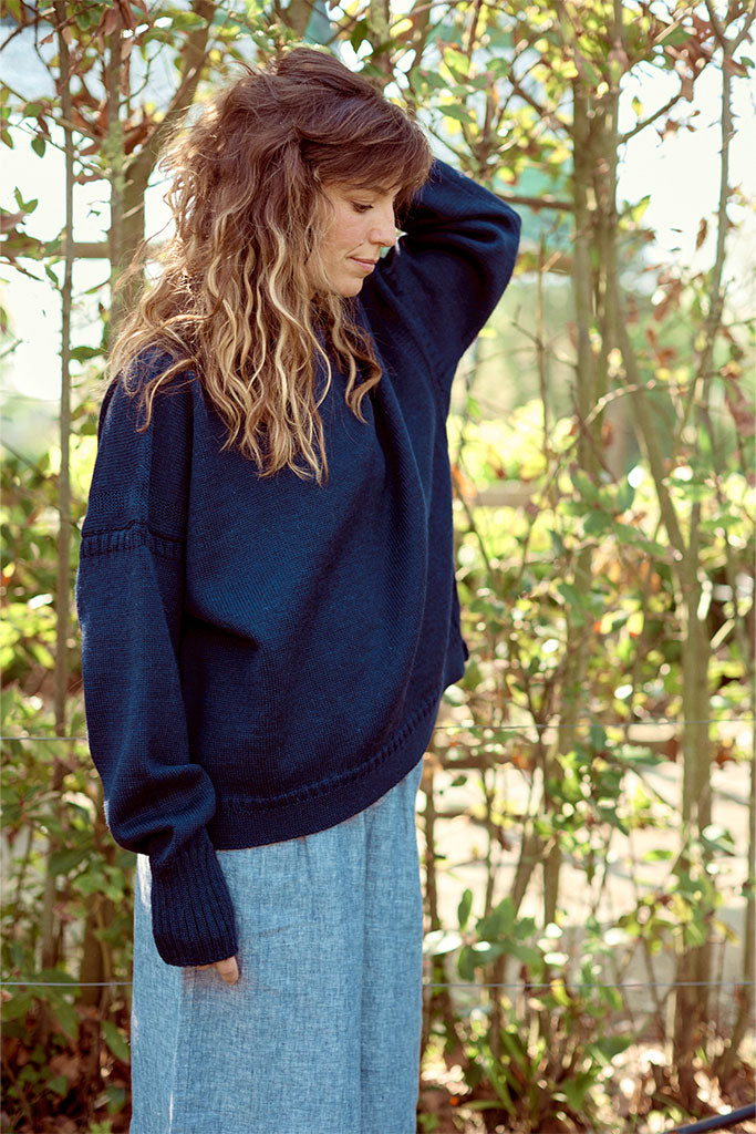 Navy off shoulder Guernsey Jumper