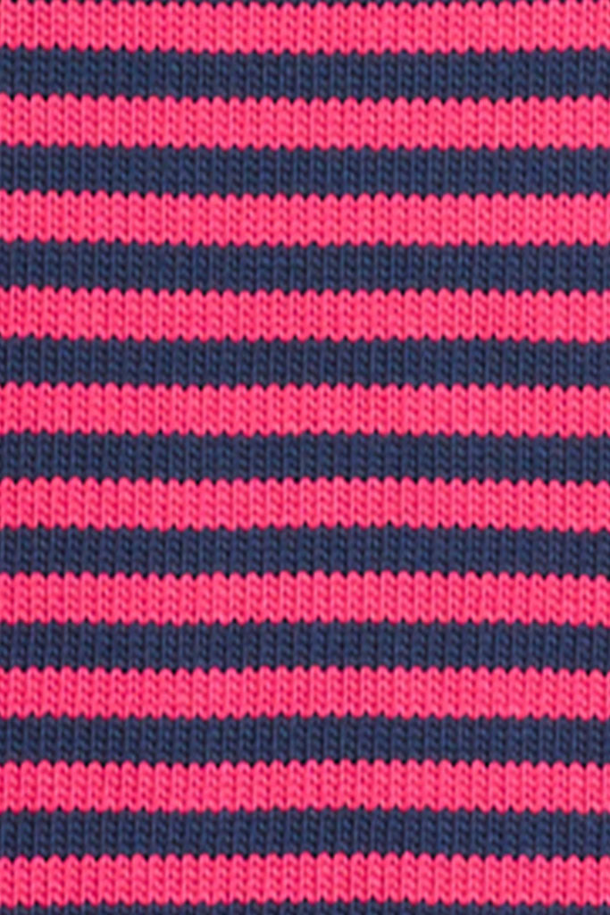 Marine Blue & Pink striped Cotton Cropped Guernsey Jumper
