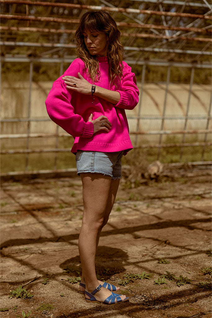 Pink off shoulder Guernsey Jumper