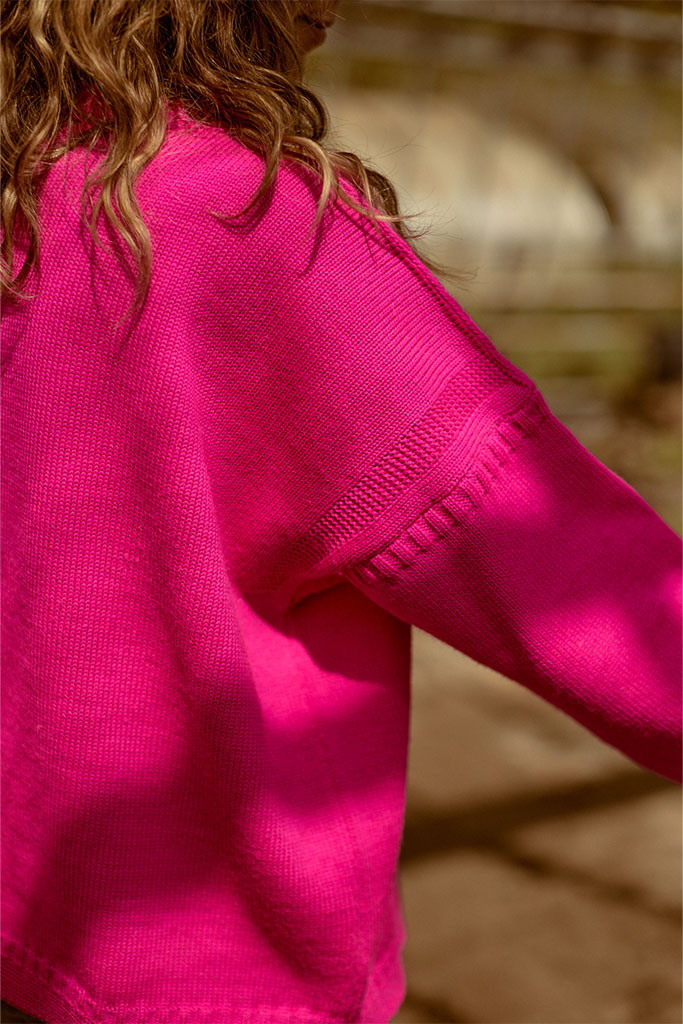 Pink off shoulder Guernsey Jumper