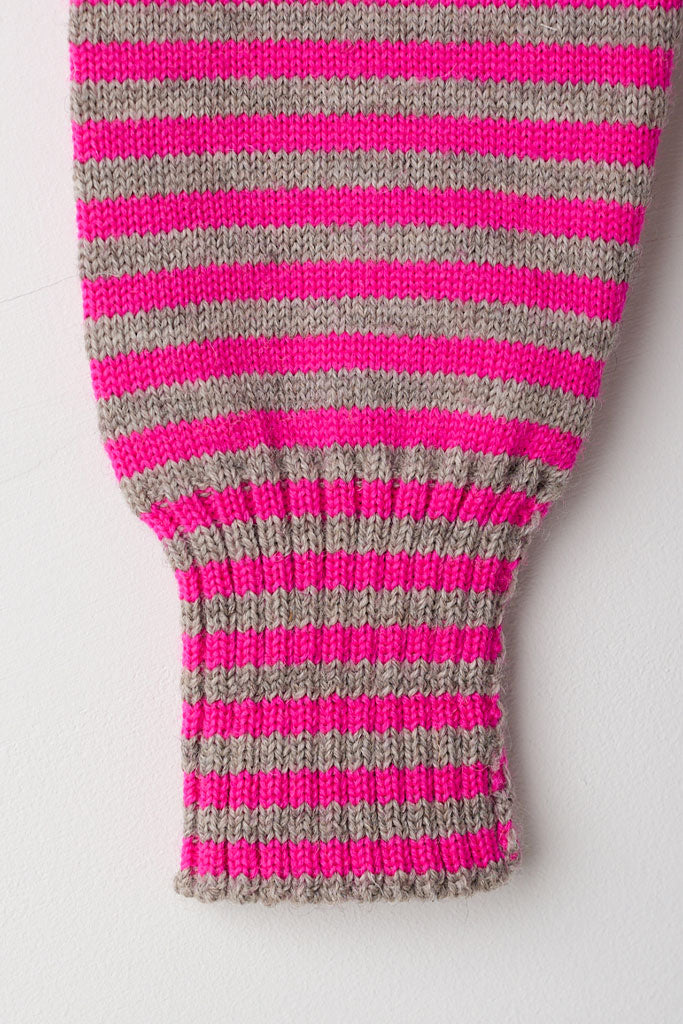 Oatmeal & Pink off shoulder Guernsey Jumper