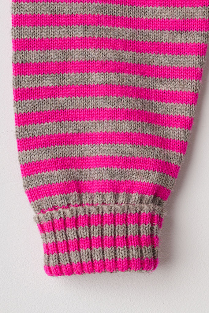 Oatmeal & Pink off shoulder Guernsey Jumper