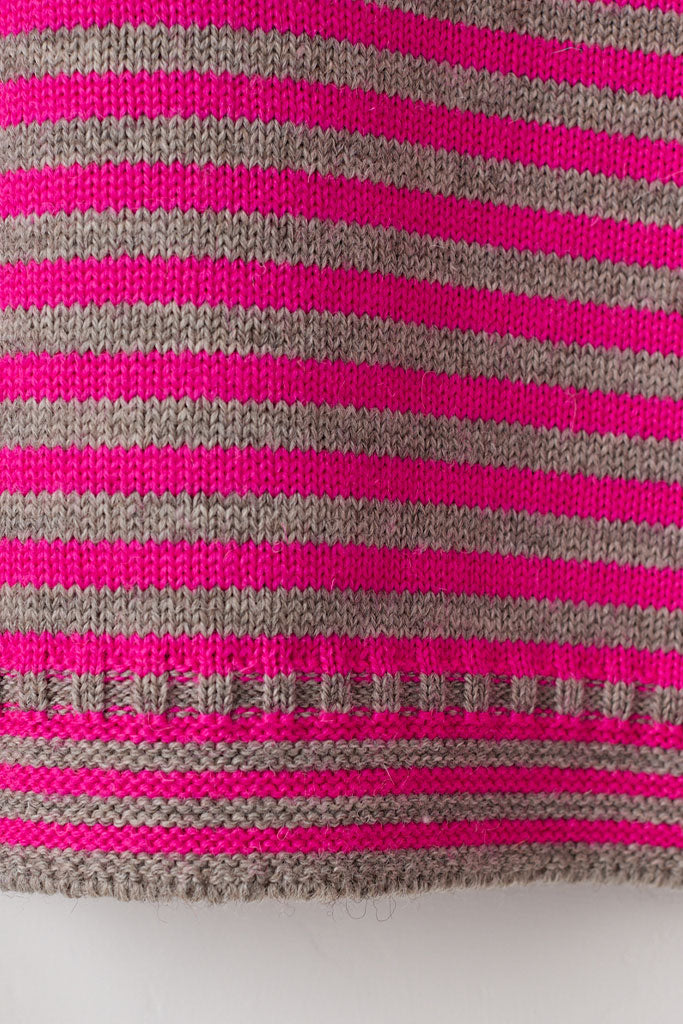 Oatmeal & Pink off shoulder Guernsey Jumper