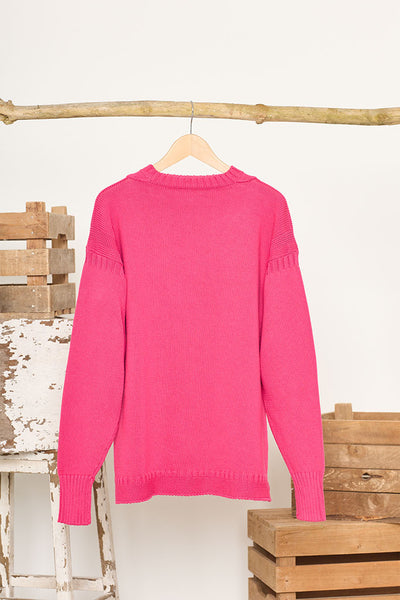 Pink Cotton Guernsey Jumper