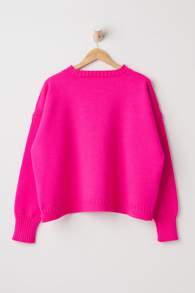 Pink off shoulder Guernsey Jumper