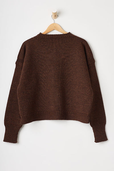 Sable cropped wool Guernsey Jumper