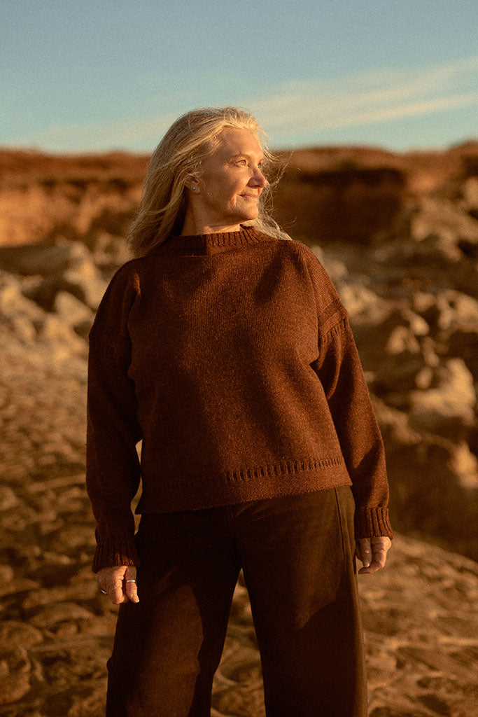 Sable cropped wool Guernsey Jumper