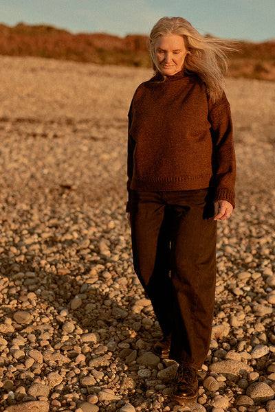 Sable cropped wool Guernsey Jumper