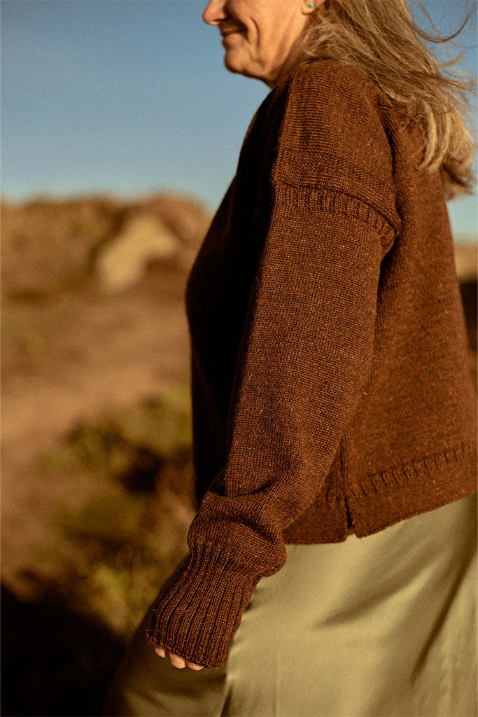 Sable cropped wool Guernsey Jumper