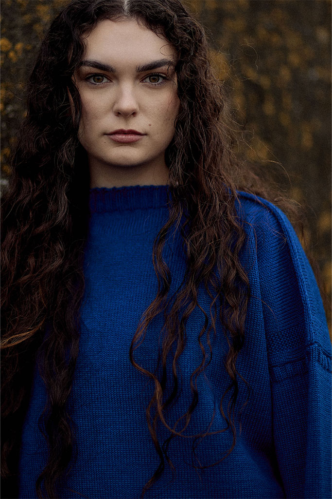 Royal blue off shoulder Guernsey Jumper