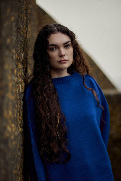 Royal blue off shoulder Guernsey Jumper