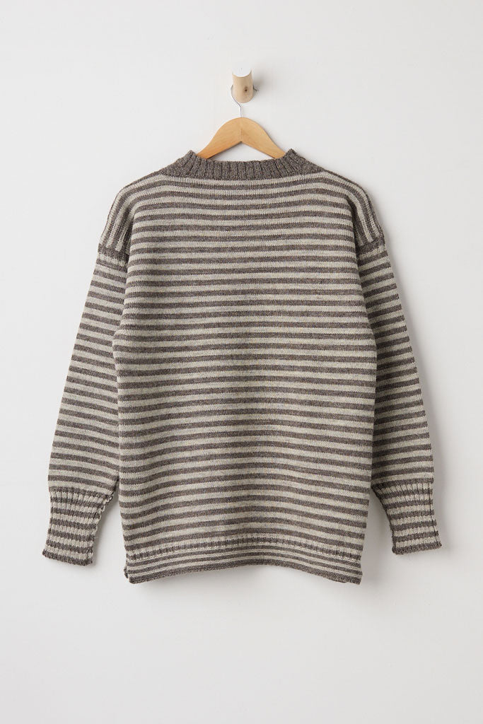 Natural Grey Striped Traditional Guernsey Jumper