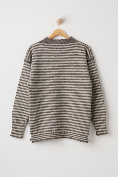 Natural Grey Striped Traditional Guernsey Jumper