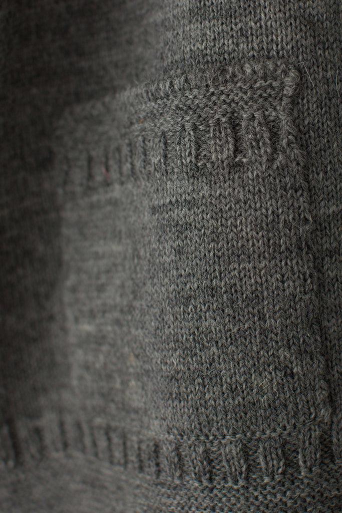Pocket detail on a Mid Grey Zipped Guernsey Jacket