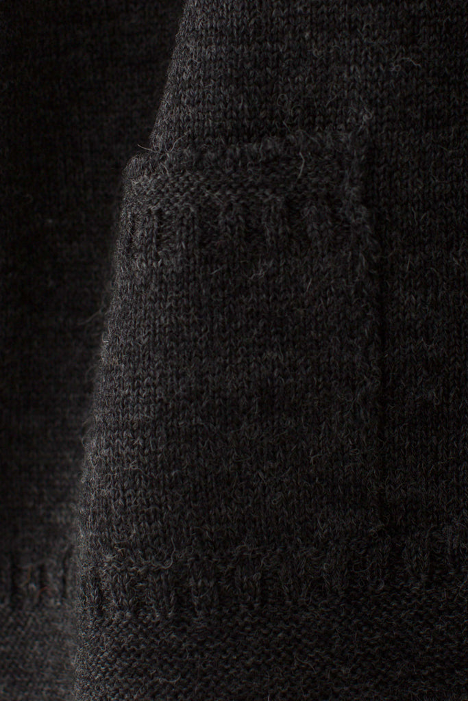 Pocket detail on a Dark Grey Zipped Guernsey Jacket