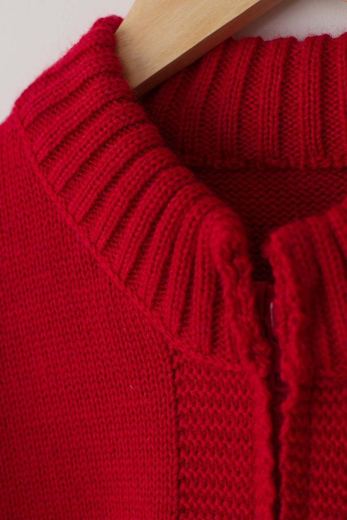 Collar detail on a Tartan Red Zipped Guernsey Jacket