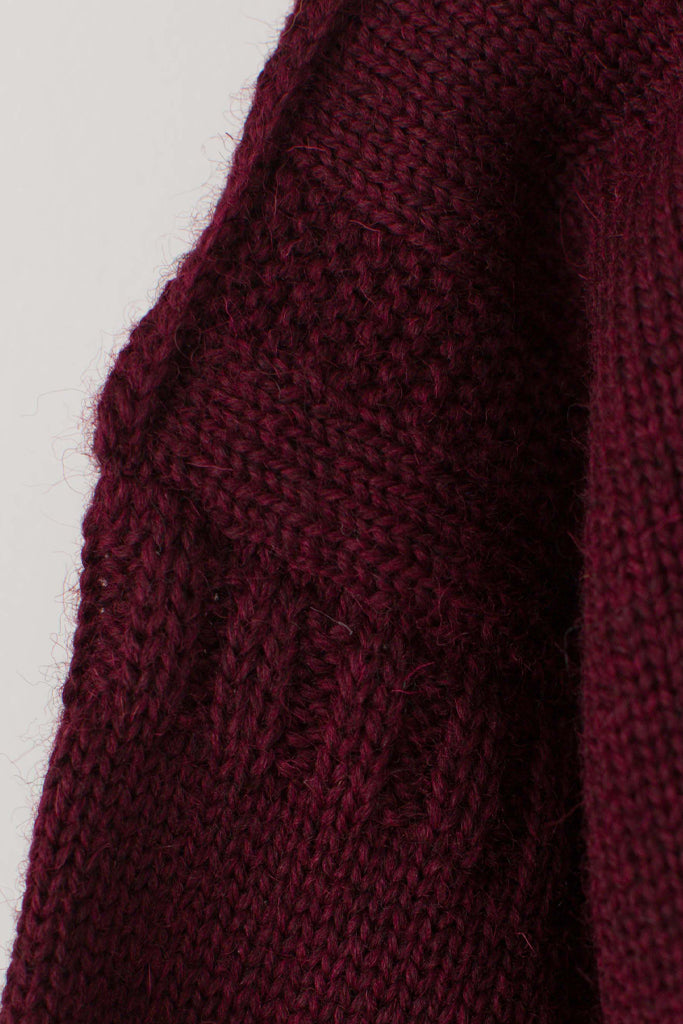 Sleeve detail on a  Burgundy Traditional Guernsey