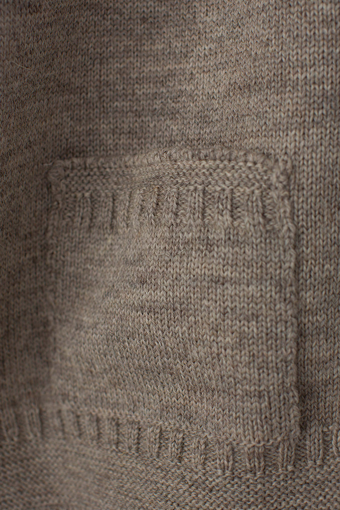 Pocket detail on a Beige Zipped Guernsey Jacket