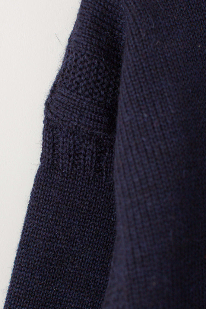 Sleeve detail on a Navy Zipped Guernsey Jacket