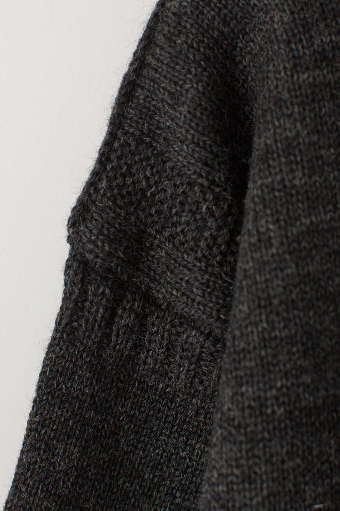 Sleeve detail on a Dark Grey Traditional Guernsey