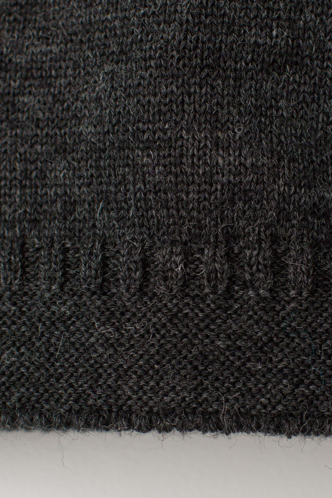 Hem cuff detail on a Dark Grey Traditional Guernsey