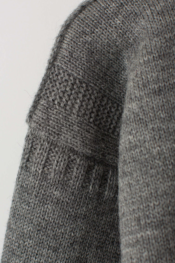 Sleeve detail on a Mid Grey Traditional Guernsey