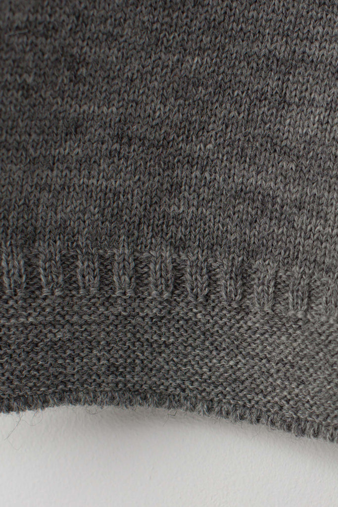 Hem detail on a Mid Grey Traditional Guernsey