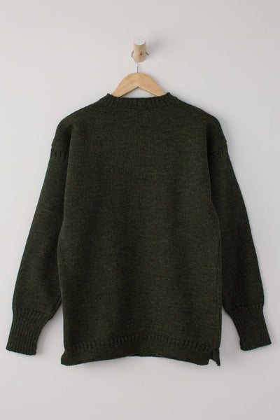 Military Green Traditional Guernsey Jumper