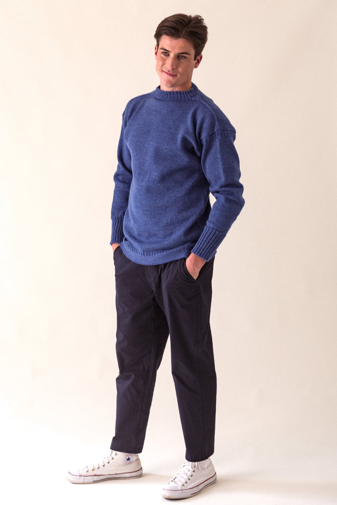 Men's Indigo Blue Traditional Guernsey Jumper