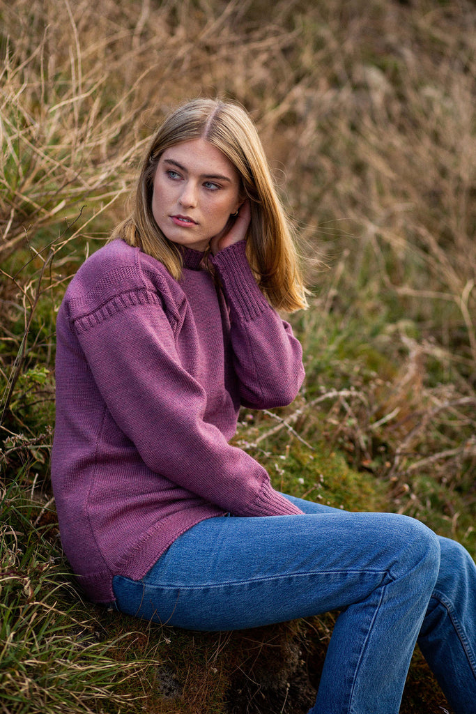 Women's Lupin Pink Traditional Guernsey Jumper