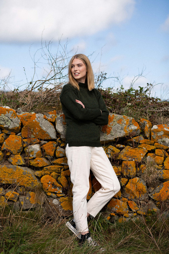 Women's Military Green Traditional Guernsey Jumper
