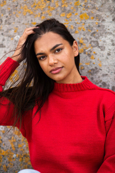 Tartan Red Traditional Guernsey Jumper
