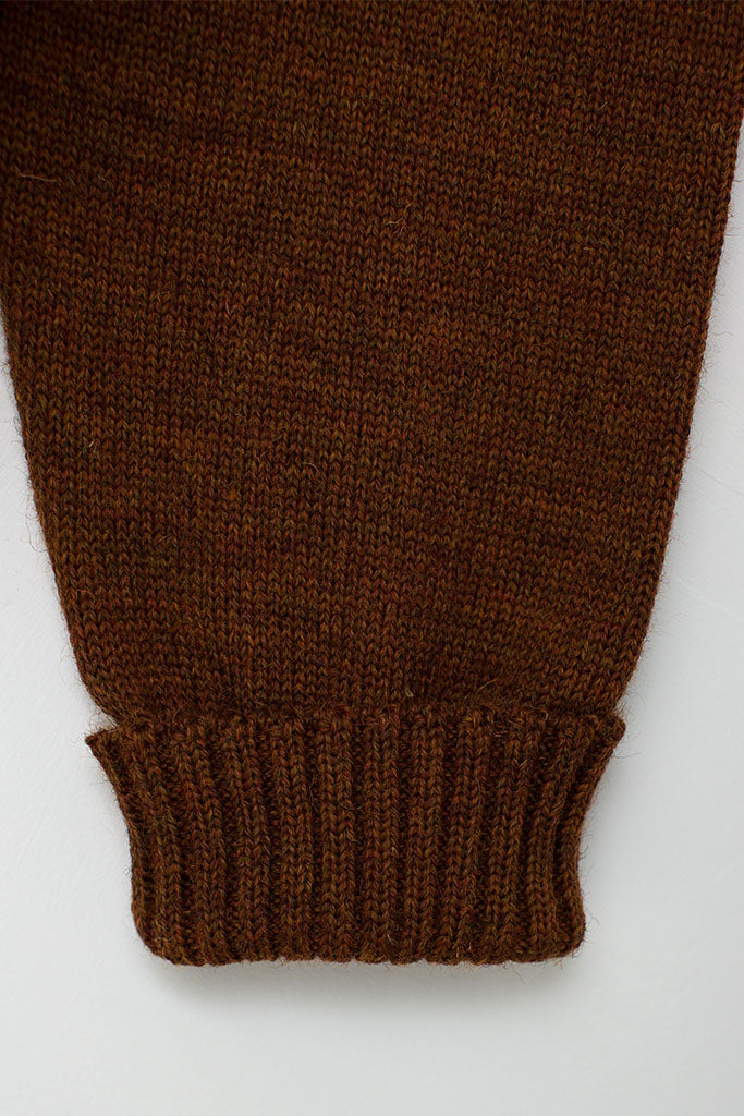 Folded cuff detail on a Cinnamon Traditional Guernsey