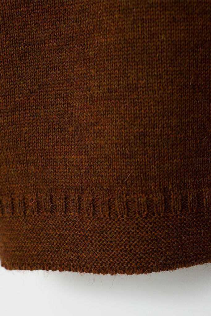 Hem detail on a Cinnamon Traditional Guernsey