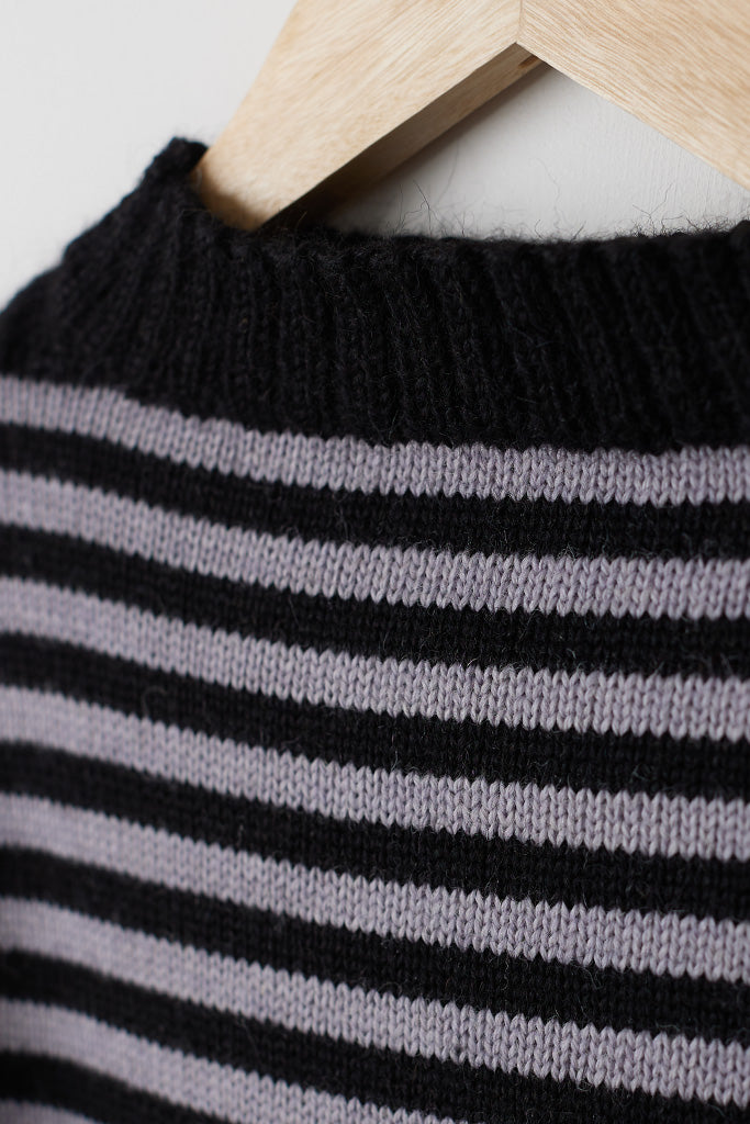 Men's Black & Fog Striped Traditional Guernsey Jumper LIMITED EDITION