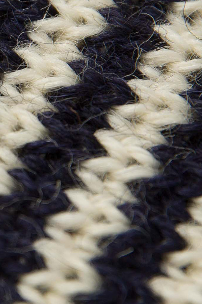 Navy & Aran Striped Knitted Scarf