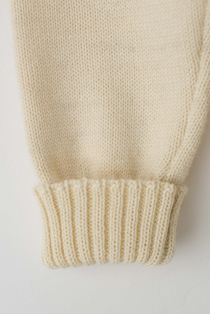 Folded cuff detail on an Aran Traditional Guernsey