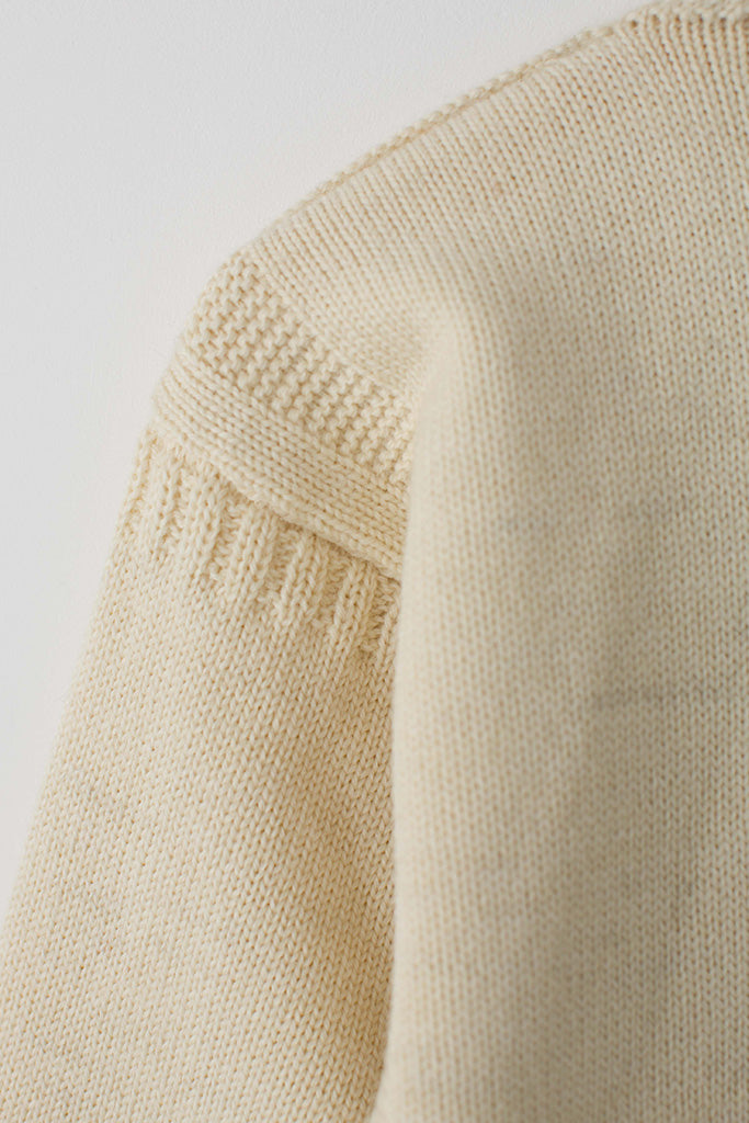 Sleeve detail on an Aran Traditional Guernsey
