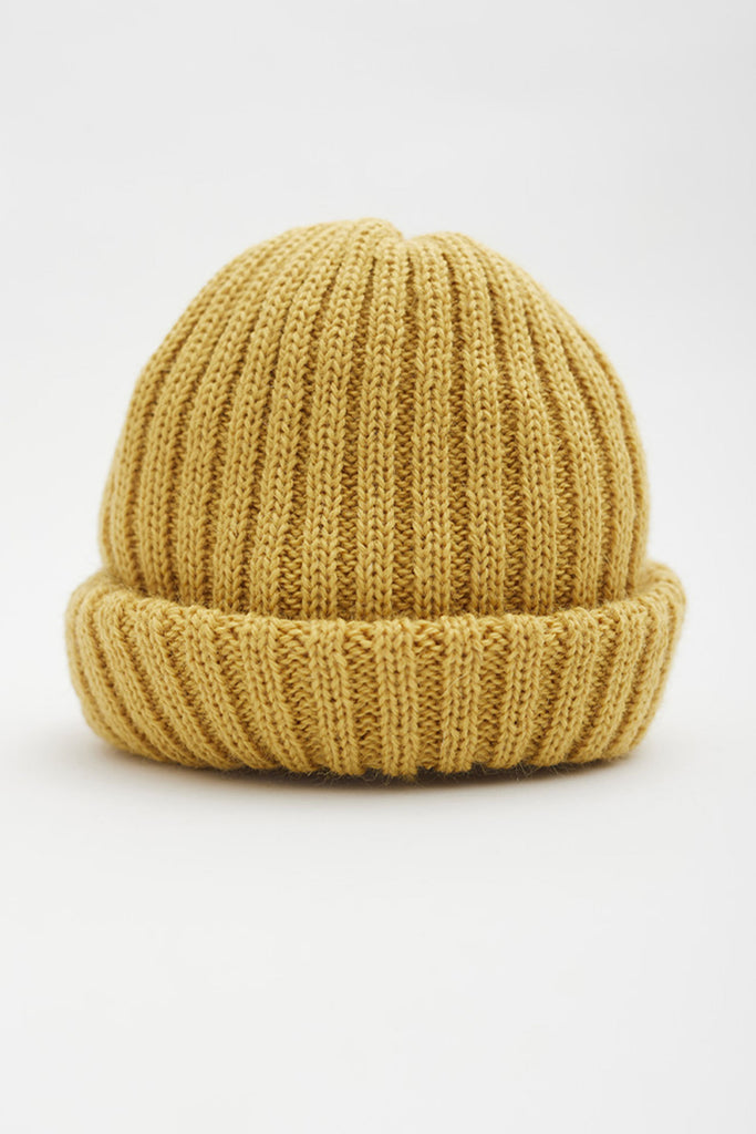 Mustard Yellow Dobbo (short knitted beanie)