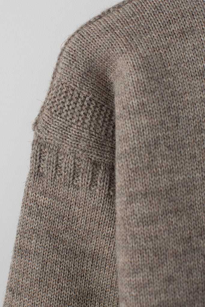 Sleeve detail on a Beige Traditional Guernsey
